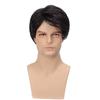 Novas Perucas Europeias e Americanas para Homens com Cabelo Curto, Franja Preta, Cabelo Masculino Volumoso, Perucas de Fibra Química de Seda de Alta Temperatura, Prontas de Fábrica