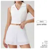 Traje Deportivo Antibacteriano Ajustado Europeo y Americano Transfronterizo para Mujer, Cuello Solapa Fitness Ropa de Yoga de Gama Alta, Conjunto de Tenis Adelgazante que Ceñe la Cintura