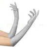 Guantes Largos Ceremoniales Elásticos de Spandex de 45 cm, Estilo Gatsby para Banquetes y Actuaciones en Escenario, Disponibles en Múltiples Colores, Directo del Fabricante