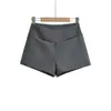 Shorts Casuales Retro Simples de Retazos de Cintura Alta para Mujer, Color Sólido con Cremallera Lateral, Corte Ajustado, Pantalones Casuales Sexys que Resaltan la Cadera
