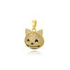 Colgante de máscara de dibujos animados de diamantes de cobre de hip hop de moda europea y americana, colgante unisex con cabeza de gato de animal lindo, venta al por mayor