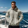 Moletom cardigã com zíper e corte solto masculino, cor sólida, versátil, adequado para fitness e esportes diários, top esportivo de outono
