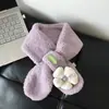 Cachecol Infantil Outono e Inverno Cachecol Quente de Pelúcia Estilo Coreano Moda Menina Protetor de Pescoço Bebê Fofo Super Fofo Flor Tendência