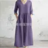 2026 Novo Comércio Exterior Transfronteiriço Estilo Europeu e Americano Impressão 3D Amazon Verão Casual Solto Decote V Manga Longa Vestido para Mulheres