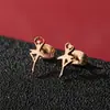 Brincos de Gatinho Fofo Desenho Animado Moda Ins Novo Estilo Simples Feminino Aço Inoxidável Coração Vazado Brincos