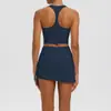 Conjunto deportivo transfronterizo europeo y americano, apto para la piel, ajustado, con espalda cruzada, shorts de yoga fruncidos y conjunto de atuendo atlético de yoga para mujer