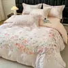 Juego de ropa de cama de cuatro piezas estilo rústico, algodón de fibra larga Clase A, funda de edredón de algodón puro engrosado cepillado, sábana, juego de regalo de ropa de cama