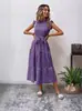 Moda Femenina Transfronteriza Europea y Americana de Amazon 2026 Nuevo Estilo de Verano Vestido con Mangas Volantes y Textura de Lazo