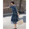 Vestido de Verano Ligero y Elegante con Pliegues, Cuello Redondo, Lunares, Corte Holgado Adelgazante para Mujer