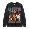 Camiseta de Manga Corta Estampada Estilo Retro Americano Transfronteriza Lear Wayne LilWayne Suéter Pesado de Manga Larga Cuello Redondo con Capucha