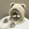 Atacado 25 Anos Outono e Inverno Novo Foto Real Popular Chapéu de Pelúcia Cabeça de Urso Chapéu Espesso Quente Proteção para Orelhas à Prova de Frio Chapéu Lei Feng