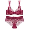 Conjunto de lingerie sexy ultrafino estilo francês, sutiã de renda respirável, minimiza seios grandes, previne flacidez, sutiã plus size