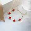 Venda Quente Transfronteiriça Corrente Dupla 13MM Versátil Alta Qualidade Ouro Trevo de Quatro Folhas Flor de Cinco Pétalas Pulseira Não Desbota Pulseira de Luxo Leve