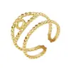 Anillo de Acero de Titanio Transfronterizo Europeo y Americano Moda Acero Inoxidable Apertura Ajustable Anillo de Dedo Geometría de Presión de Aceite Anillo de Viento Versátil para Mujeres