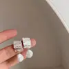 Brincos de Flor com Laço Estilo Coreano e Zircônia para Mulheres, Doces, de Alta Qualidade, Elegantes e com Design, Brincos de Luxo Acessível de Nicho