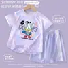 Conjunto esportivo infantil de desenho animado para meninos 2026 novo modelo conjunto de duas peças de verão para meninas em seda gelada de secagem rápida