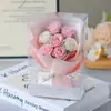 Bouquet de Rosas para San Valentín Caja de Regalo de PVC Decoración de Escritorio Flor de Jabón Regalo de Cumpleaños Recuerdo