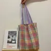 0661 Bolsa de Lona 2025 Nueva Fresca Cuadros Bolso de Hombro Bolso de Mano Bolso para Estudiante de Clase Bolso de Hombro de Gran Capacidad