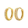 Brincos de Prata Esterlina S925 com Contas Douradas Incrustadas com Fileira de Zircônia Diamante para Mulheres Venda Quente Transfronteiriça Luxo Acessível Moda de Alta Qualidade Brincos Versáteis