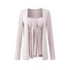 Cárdigan Chaqueta Larga sin Botones para Mujer de Temporada Primavera y Otoño, Estilo Puro Deseo, Nudo Retorcido Delantero, Almohadilla en el Pecho, Conjunto de Dos Piezas con Top de Tirantes Fruncido