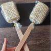 Cepillo de Masaje de Doble Cara Cerdas Bala Cepillo de Baño Corporal Mango de Madera Cepillo de Lufa Nanzhu Hemu Cepillo de Baño