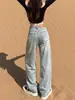 Jeans de Pierna Recta Lavado Claro Retro Americano para Mujer Petite 2026 Otoño Nuevos Pantalones de Cintura Alta Pierna Estrecha Pierna Ancha