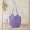 Bolsa de Cuerda de Algodón Hueca de Gran Capacidad Estilo Coreano, Bolso de Hombro Informal y Moderno Estilo Perezoso para Vacaciones, Bolso Versátil para Mujer