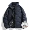 Jaqueta de Inverno Masculina Enbu Nova com Gola Alta de Penas para Uso Externo Espessa Quente Moda Jovem Marca Tendência Casaco Puff