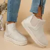 En nombre de la etiqueta en stock y entrega rápida comercio exterior color liso suela gruesa franela cinturón elástico casual cómodo botas de nieve una generación de pelo