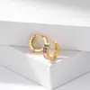 Brincos de Prata Esterlina S925 Estilo Coreano Novo Moderno e Simples Elegantes Inlaid com Joias Exclusivas Coloridas Estilo Cool para Mulheres