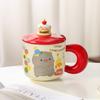 Taza de Gato de Dibujos Animados Taza de Cerámica Taza para Pareja Taza para Agua Caja de Regalo Cerámica con Tapa Alto Valor de Color Taza de Café para Oficina