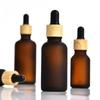 Botella de aceite esencial de madera de bambú de 10 ml, anillo marrón esmerilado, gotero de cabeza de plástico, subbotella, tapa de madera de bambú, botella pequeña portátil para muestras cosméticas