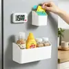 Estante de almacenamiento de pared lateral para refrigerador, colocado detrás de la puerta de entrada, para guardar film transparente y suministros de cocina; caja de almacenamiento magnética de pared