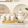 Juego de Tetera y Tazas de Cerámica de Alto Valor de Color Frío para Sala de Estar del Hogar, Simple, Creativo, Juego de Té