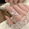 Anel Super Fada Doce com Laço para Mulheres, Borda de Renda, Exquisito e Elegante, Design de Anel Aberto de Luxo Leve, Anel para Dedo Indicador