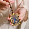 Pingente de Thangka Pintado à Mão com Mão de Buda Cinábrio Colar Protetor Masculino e Feminino Pingente de Colar Portátil Joia Xizang Enviado da Montanha Jiuhua