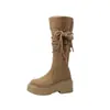 Botas Longas com Franjas e Solado Grosso para Mulheres, Novo Estilo Outono 2026, Botas Slouch Emagrecedoras Acima do Joelho, Botas de Equitação Estilo Wasteland
