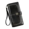 Cartera Larga para Mujer Estilo Coreano Cremallera Distintiva Bolso de Mano tipo Clutch de Cuero Encerado Bolso de Mano Elegante Cartera para Certificados y Monedas