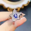 Anillo de Zafiro Natural Popular al por Mayor de Fábrica Plata S925 Incrustado con Piedra Principal 4*5 Joyería de Lujo Venta Directa de Fábrica