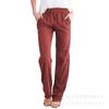 Pantalones Casuales de Algodón y Lino de Talla Grande Transfronterizos Verano 2024 para Mujer Estilo Casual con Tirantes Pantalones Rectos Ebaywish
