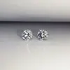 Brincos de Tarraxa com Zircônia em Prata de Lei S925 Brilhante com Seis Garras Design Clássico Simples com Senso de Personalidade Estilo Europeu para Homens e Mulheres
