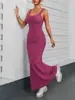 Tiro Real Independente Roupa Europeia e Americana Transfronteiriça Amazon Primavera e Verão 2025 Exportação Cor Pura Elegante Slim Sem Mangas Vestido