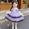 Conjunto de Falda de Malla Kuromi para Niñas Primavera y Otoño 2026 Nuevo Elegante de Moda Vestido de Dibujos Animados para Bebé Niña