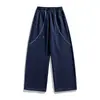 Pantalones Casuales de Pierna Ancha Jianheng Nuevo Estilo Americano Resistentes con Costuras de Contraste y Pierna Curva de Alta Gama para Hombre Pantalones de Chándal de Primavera