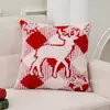 Fronha estampada de rena retrô e árvore de Natal, tema de Natal, novo item mais vendido, almofada decorativa com atmosfera festiva, atacado