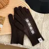Guantes de Mezcla de Lana para Mujer en Otoño e Invierno con Patrón de Rombo Pantalla Táctil Resistentes al Frío Tejidos Cálidos con Dedos Guantes de Ciclismo