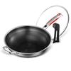 Wok de Acero Inoxidable 316L Wok Antiadherente de Nido de Abeja de Doble Cara Sin Recubrimiento Menos Humo de Aceite Acero de Tres Capas Sartén