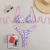 Novo Biquíni Europeu e Americano Aliexpress Biquíni de Alça Estampado Roupa de Banho para Fonte Termal Amazon Transfronteiriço