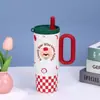 Nueva Taza Térmica de Acero Inoxidable 316 Gran Capacidad para Niñas Taza Fría para Coche Taza con Popote Asa Taza de Hielo Venta al por Mayor