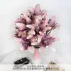 Ramo de flores artificiales de lirio de nueve cabezas, producto terminado, flores artificiales para decoración de lugar de boda, flores de plástico, arreglo de boda de alta gama